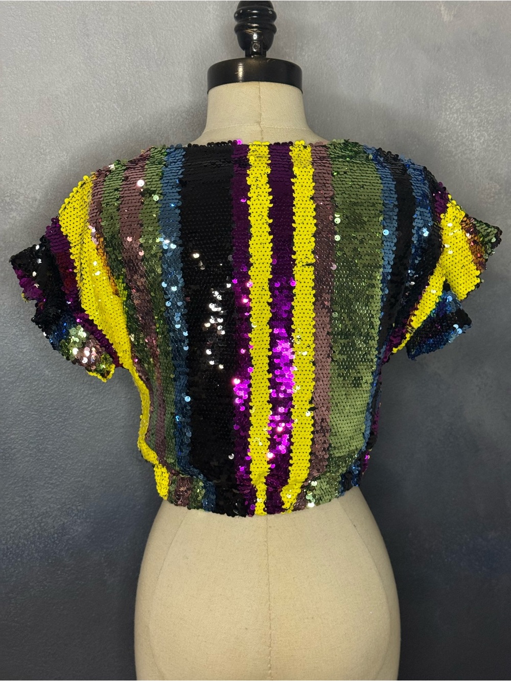 NWT Rdalamal for Anthropologie Sequin Cropped Wrap Top XS Petite - Picture 4 of 9